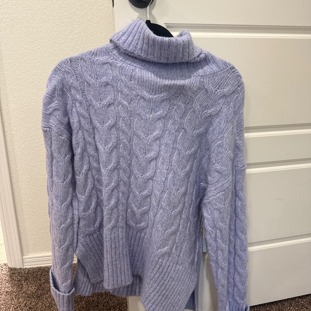 Purple knit turtle nexk